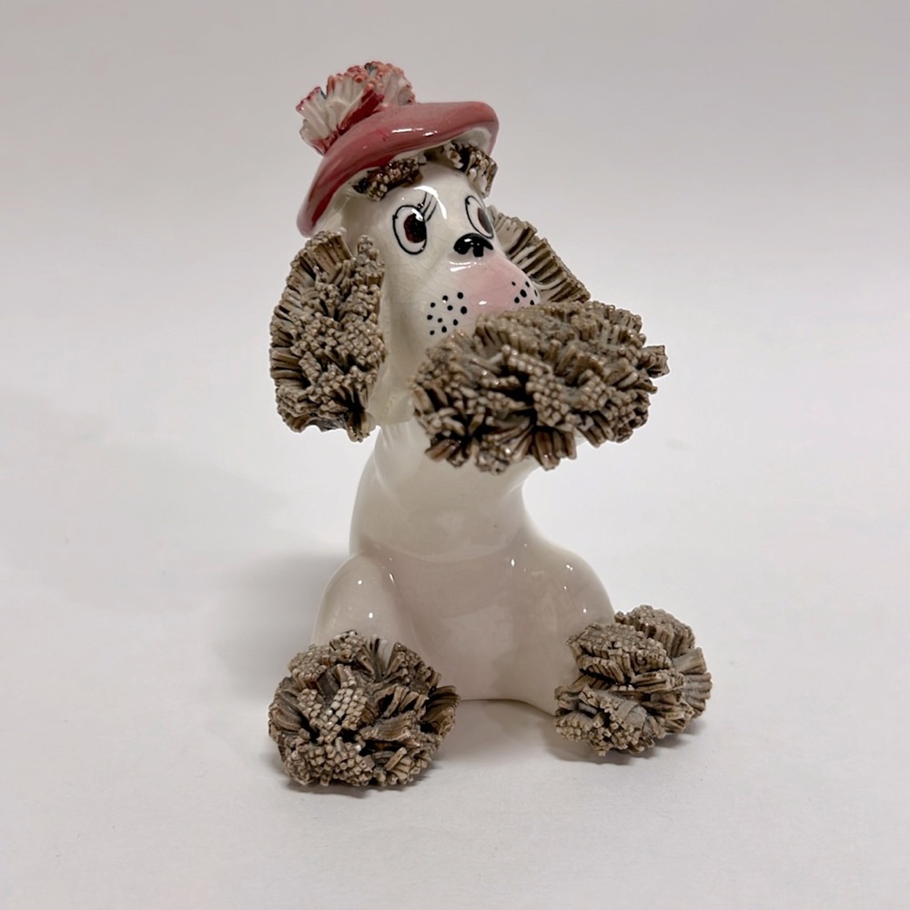Vintage Wales 1950’s Porcelain Spaghetti Poodle made in Japan Figurine.